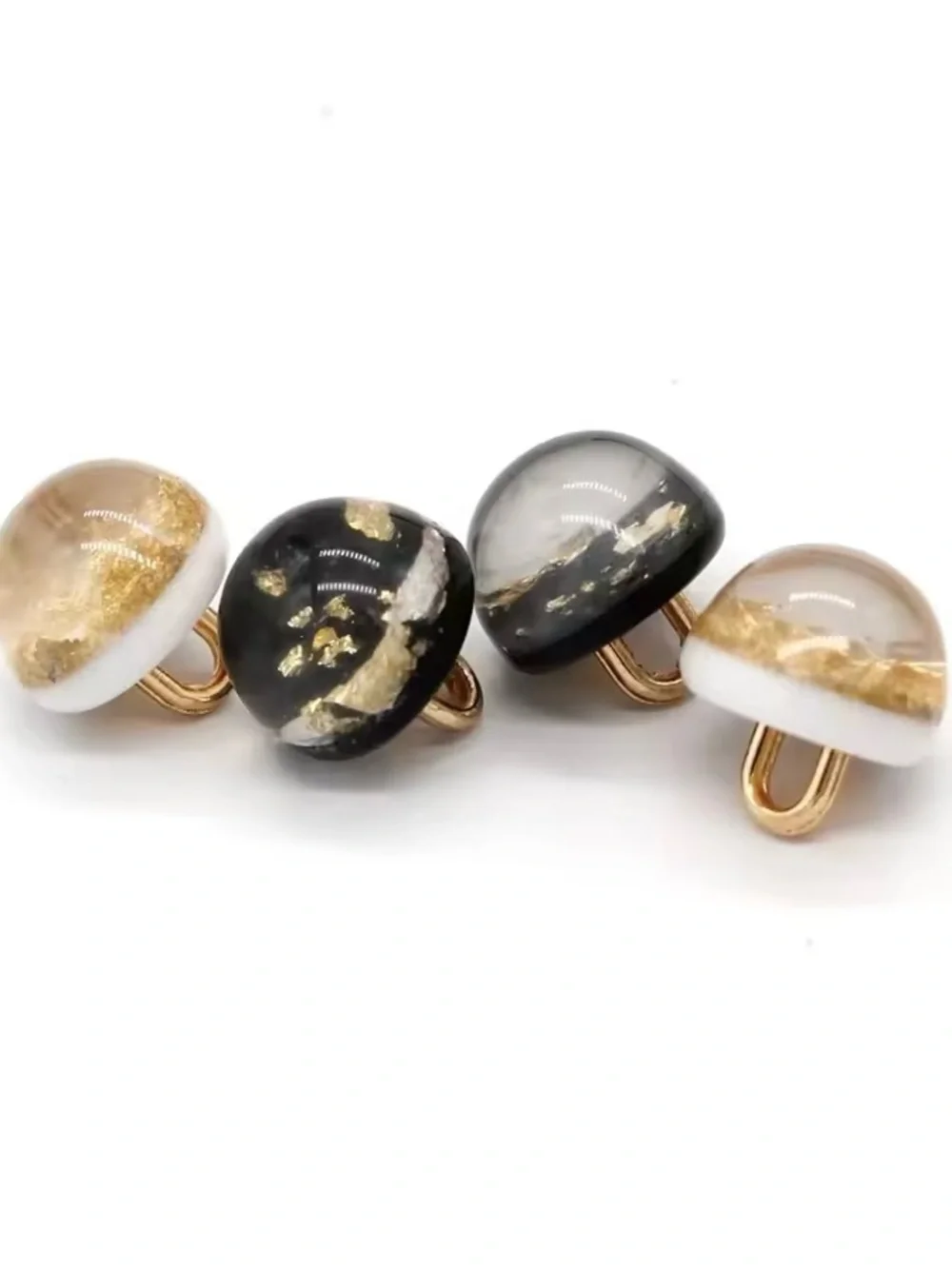 10, 10mm (0.394") Clear Resin With Gold Fleck Buttons for Sewing Or Crafts, NIP - Picture 5 of 9